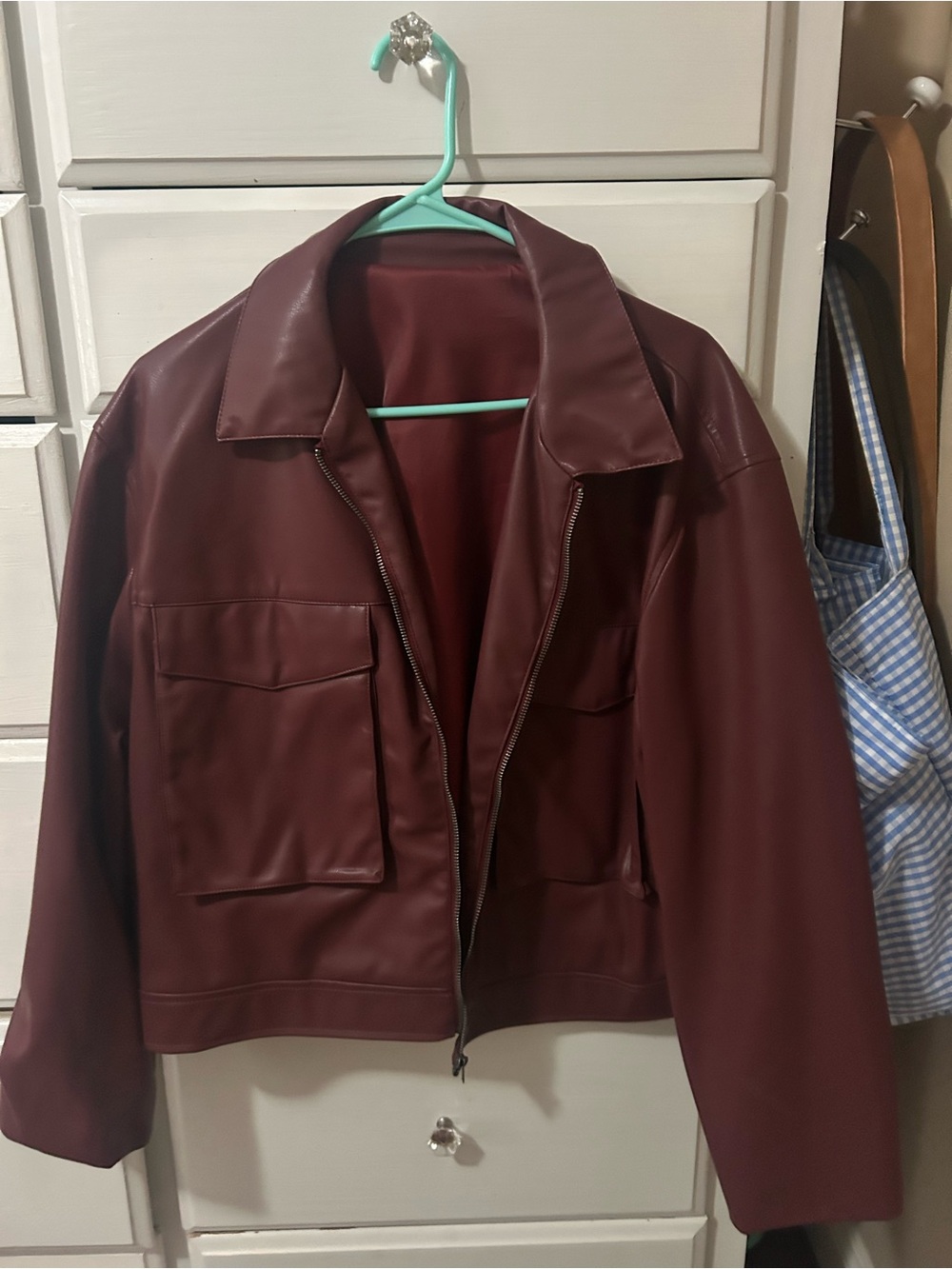Red leather jacket